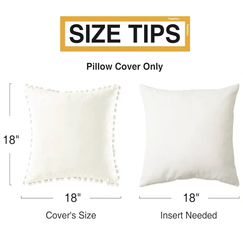 Cream Pom Pom Throw Pillows